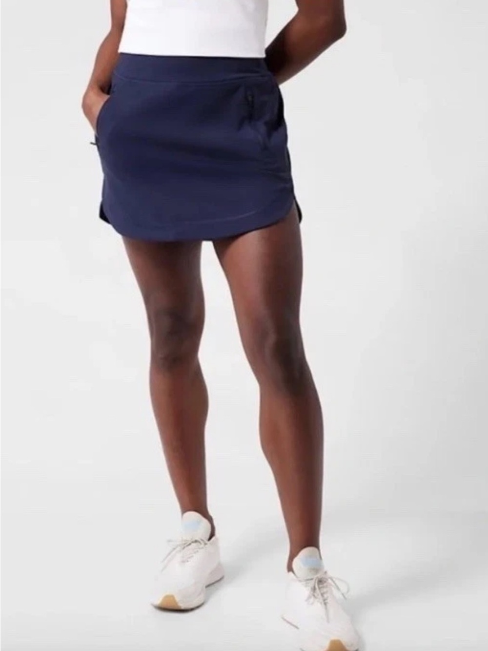 Athleta Womens Fairway Golf Skort 16” XS Pockets Navy Blue Athleisure